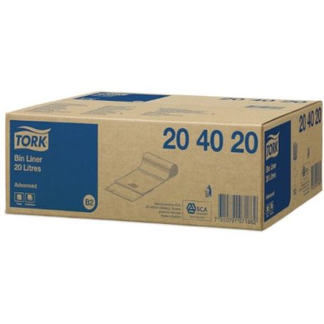 Tork hulladékgyűjtő zsák, 20 literes, 100db/roll - fehér - 204020