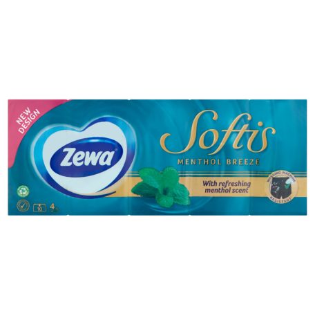 Zewa Softis 4 rétegű papír zsebkendő Menthol Breeze 10 x 9 db