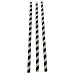   Papír Szívószál fekete - fehér csíkos 8 mm x 230 mm, 250 db / cs