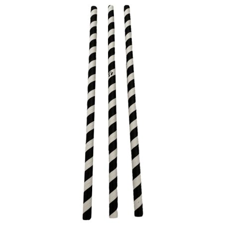 Papír Szívószál fekete - fehér csíkos 8 mm x 230 mm, 250 db / cs