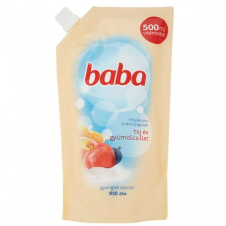 Baba Folyékony krémszappan tej és gyümölcsillat utántöltő, 500 ml
